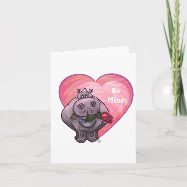Hippopotamus Valentine's Day Holiday Card (Front)
