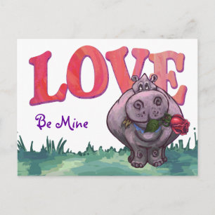 Hippopotamus Valentine's Day Holiday Postcard