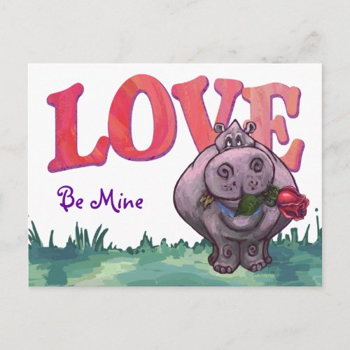 Hippopotamus Valentines Day Holiday Postcard