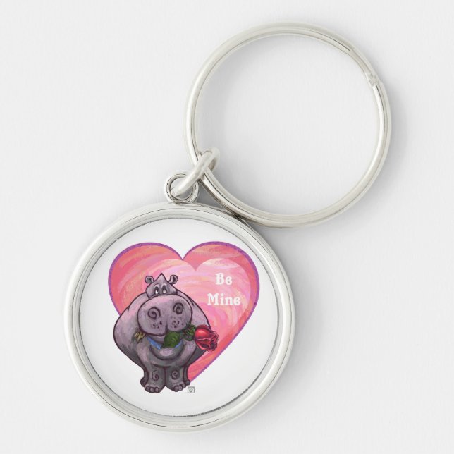 Hippopotamus Valentine's Day Keychain (Front)