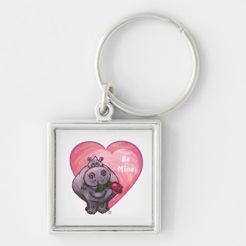 Hippopotamus Valentines Day Keychain