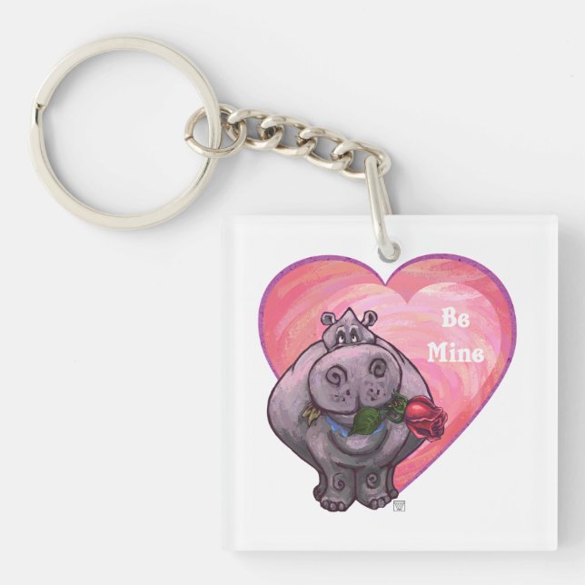 Hippopotamus Valentine's Day Keychain (Front)