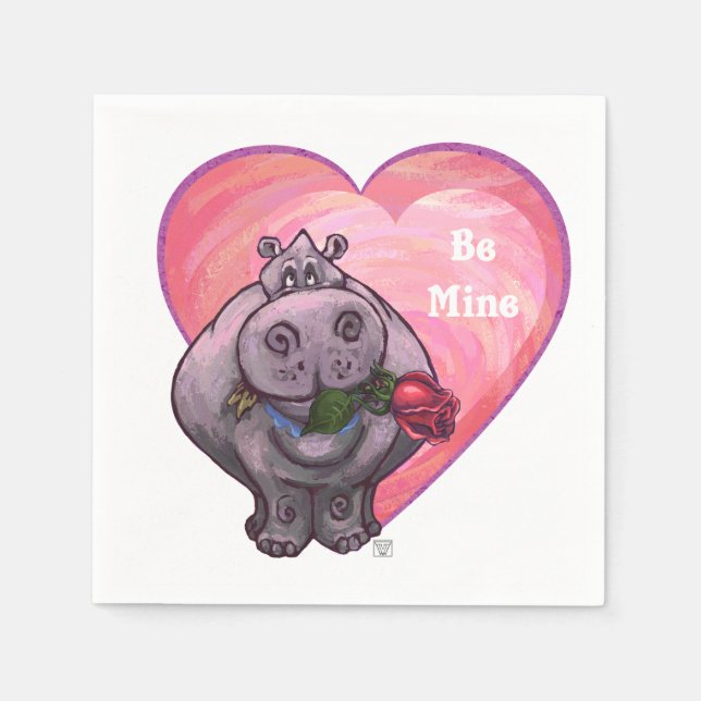 Hippopotamus Valentine's Day Napkins (Front)