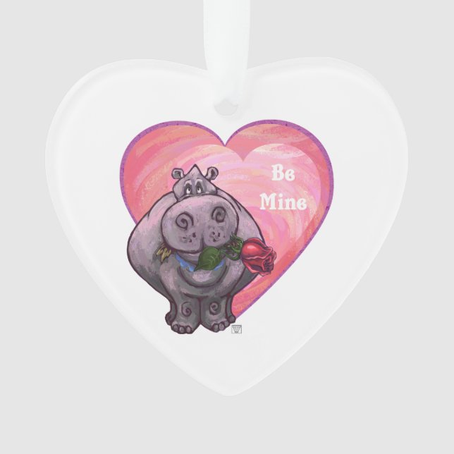 Hippopotamus Valentine's Day Ornament (Front)