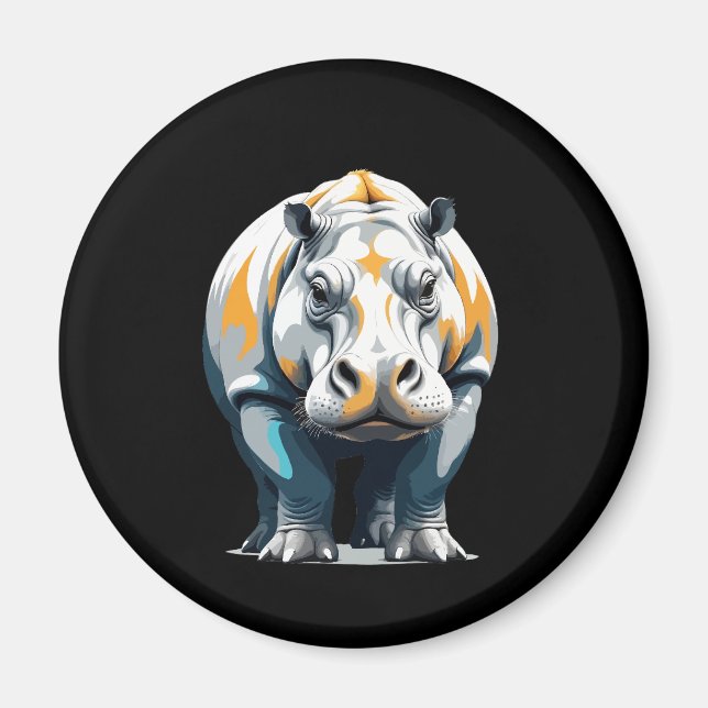 Hippopotamus Vector Art with Vibrant Colors Magnet (Front)