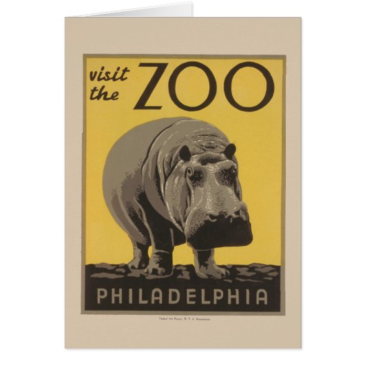 Hippopotamus vintage hippo zoo poster wpa (Front)