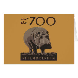 Hippopotamus vintage hippo zoo poster wpa