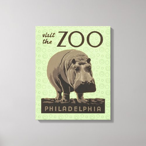 Hippopotamus vintage hippo zoo poster wpa  canvas print