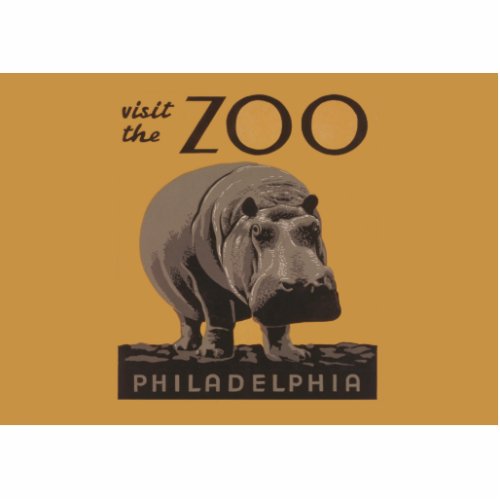 Hippopotamus vintage hippo zoo poster wpa  cutout