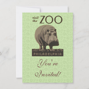 Hippopotamus vintage hippo zoo poster wpa invitation