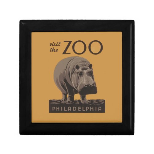 Hippopotamus vintage hippo zoo poster wpa  jewelry box