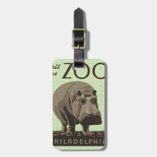 Hippopotamus vintage hippo zoo poster wpa  luggage tag