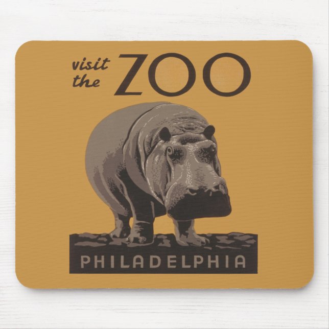 Hippopotamus vintage hippo zoo poster wpa  mouse pad (Front)