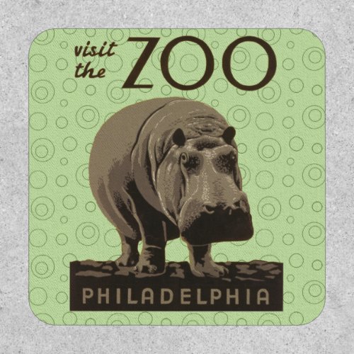 Hippopotamus vintage hippo zoo poster wpa  patch