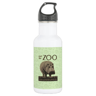 Hippopotamus vintage hippo zoo poster wpa stainless steel water bottle