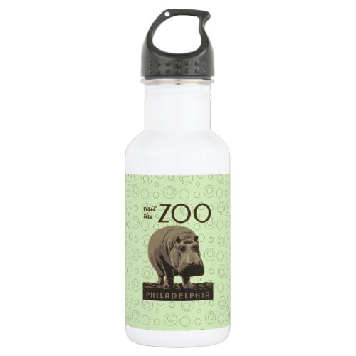 Hippopotamus vintage hippo zoo poster wpa  stainless steel water bottle
