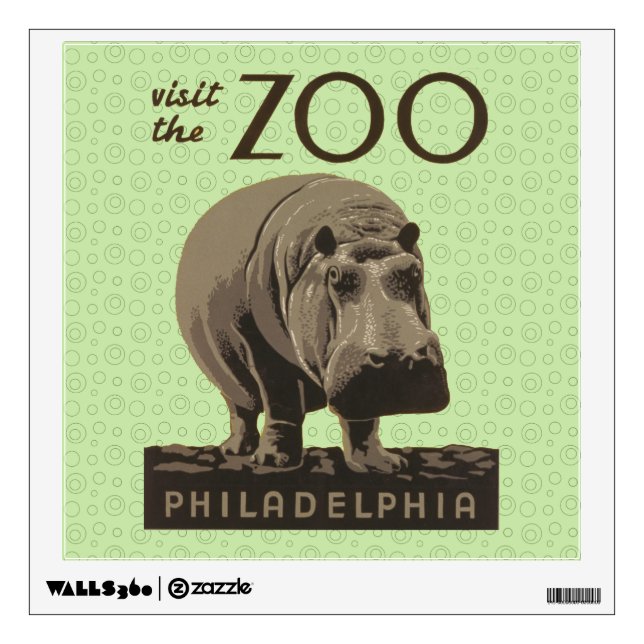 Hippopotamus vintage hippo zoo poster wpa  wall sticker (Front)