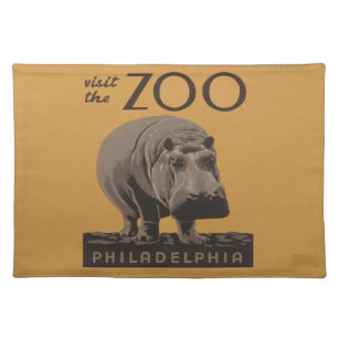 Hippopotamus Vintage WPA Zoo Poster Philadelphia Cloth Placemat