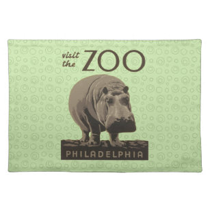 Hippopotamus Vintage WPA Zoo Poster Philadelphia Placemat