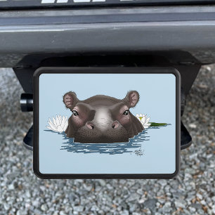 Hippopotamus White Lotus Blue Hitch Cover