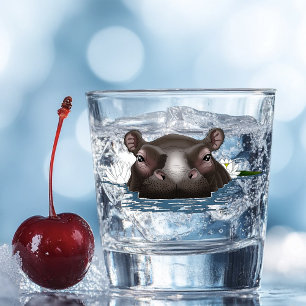 Hippopotamus White Lotus Blue Shot Glass