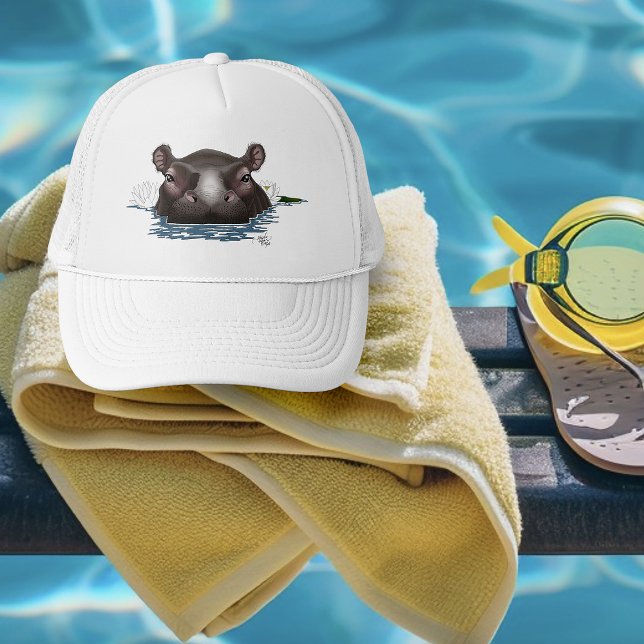 Hippopotamus White Lotus Blue Trucker Hat (Creator Uploaded)