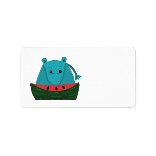 Hippopotamus with Watermelon Slice Label
