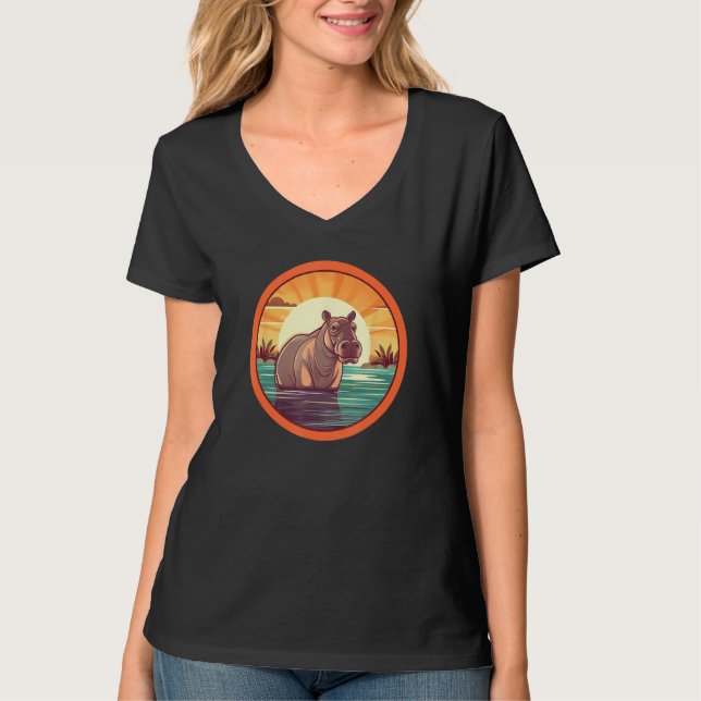 Hippopotamus Women s Cute Hippo Zoo Animal Safari T-Shirt (Front)