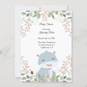 Hippopotamus Woodland Baby Shower Invitations
