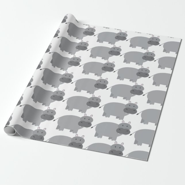 Hippopotamus Wrapping Paper (Unrolled)