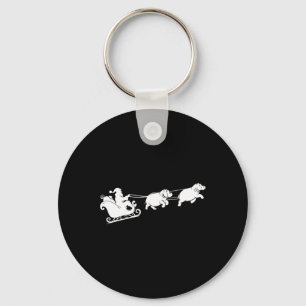 Hippopotamus Xmas Santa Sleigh Hippos Christmas Bo Keychain