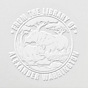 Hippopotamuses Hippos by Water Library Book Name Embosser