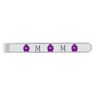 Hippopotatmus Design Monogrammed Silver Finish Tie Bar