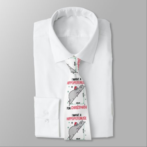 Hippopotenuse For Christmath Neck Tie