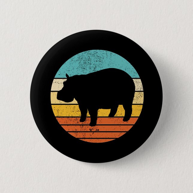 Hippopotomas Retro Sun Button (Front)