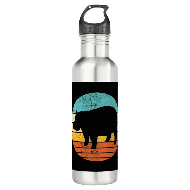 Hippopotomas Retro Sun Stainless Steel Water Bottle (Front)
