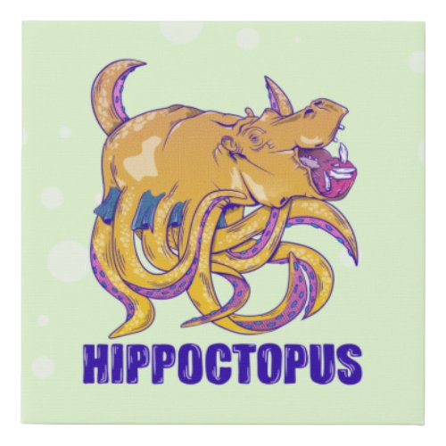 Hippopotomus octpous strange creature faux canvas print