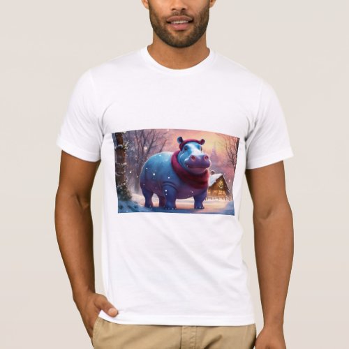 Hippos and Snowdrifts Winter Wonderland Wanderer T_Shirt