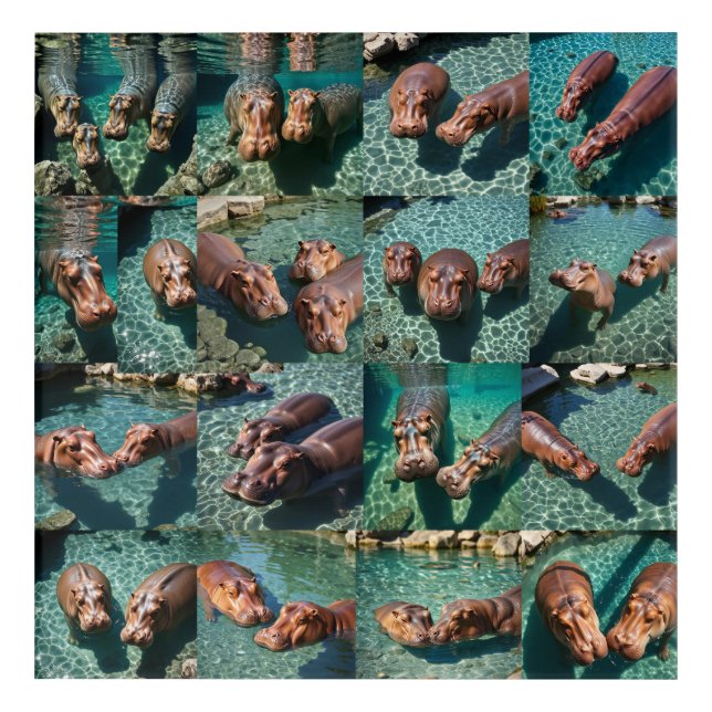 Hippos at Play: A Pond Paradise Acrylic Print (Front)