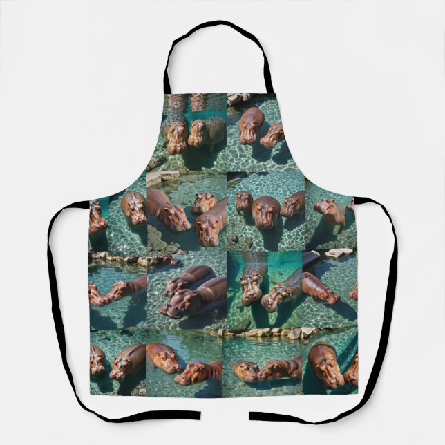 Hippos at Play: A Pond Paradise Apron (Front)