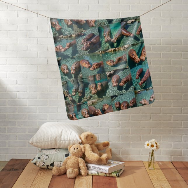 Hippos at Play: A Pond Paradise Baby Blanket (In Situ)