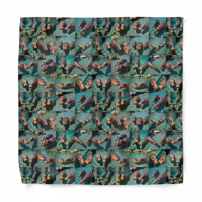 Hippos at Play: A Pond Paradise Bandana (Front)