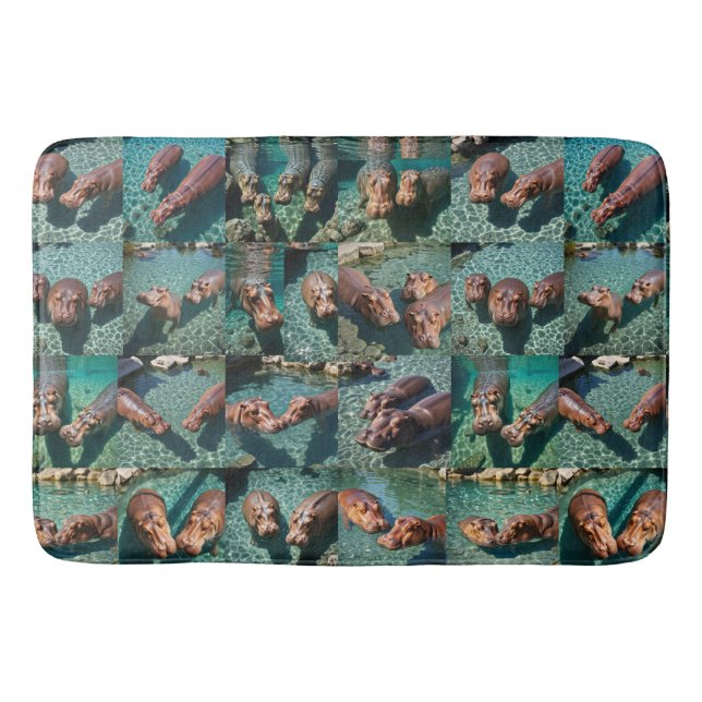 Hippos at Play: A Pond Paradise Bath Mat (Front)
