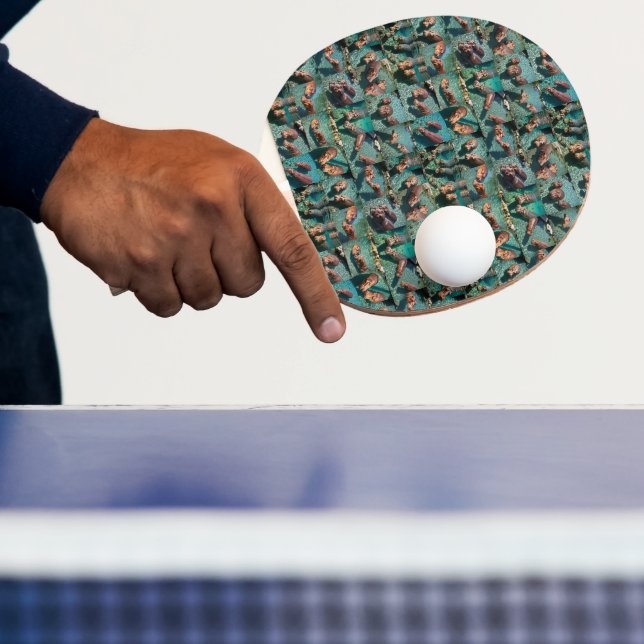 Hippos at Play: A Pond Paradise Ping Pong Paddle (Insitu)