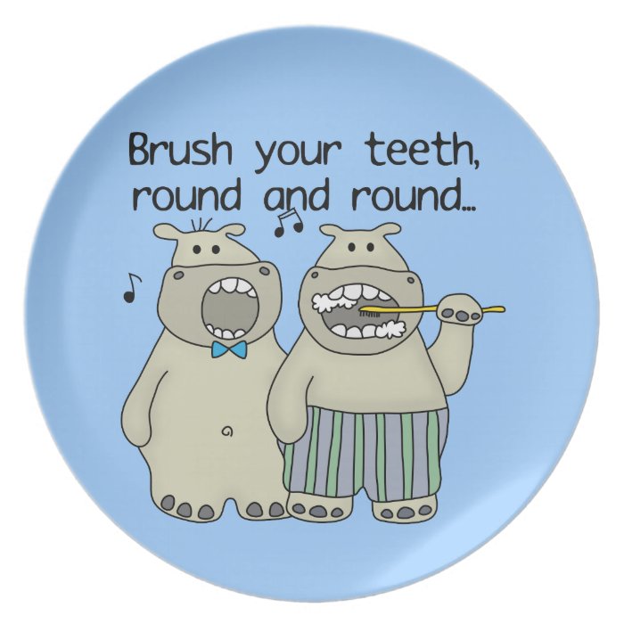 Hippos Brush Your Teeth Plate