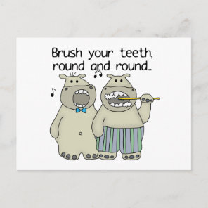 Hippos Brush Your Teeth Postcard