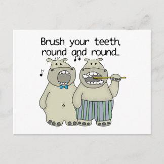 Hippos Brush Your Teeth Postcard