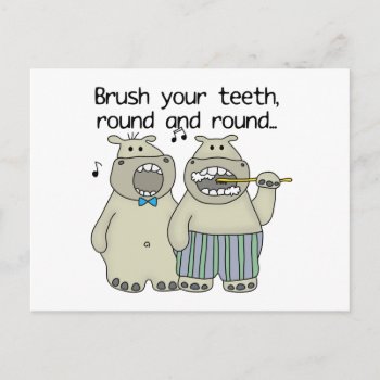 Hippos Brush Your Teeth Postcard by toddlersplace at Zazzle