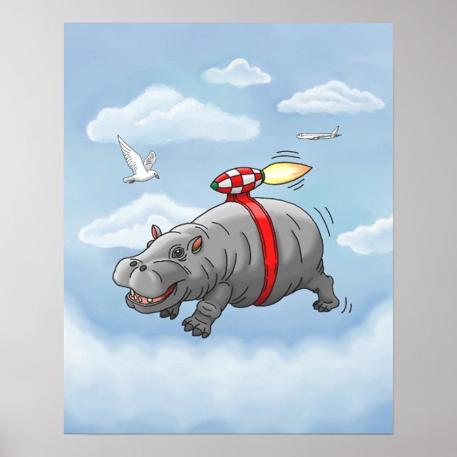 Hippo's fast jetpack ride poster (Front)