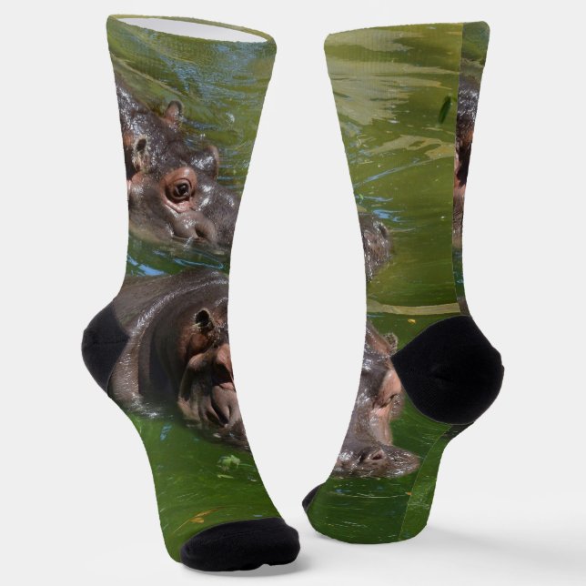 Hippos In A Pond, Crew Socks (Angled)
